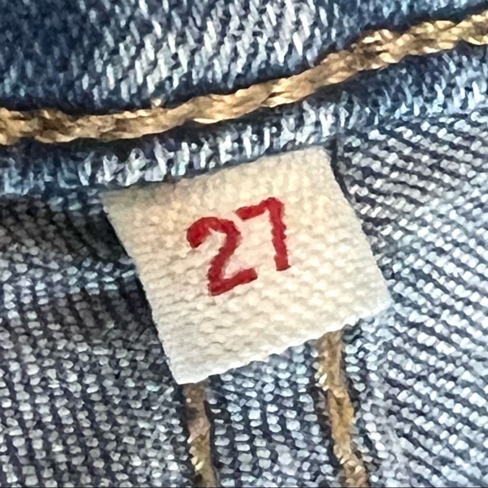 Levi's Blue Denim Distressed Cut Off Shorts - Picture 7 of 8